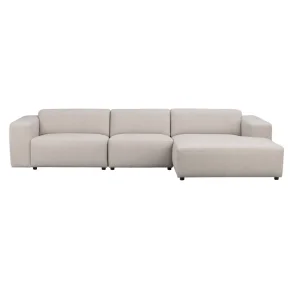 ROWICO Willard 4 pers. modul sofa, m. hjre chaiselong - lys beige stof
