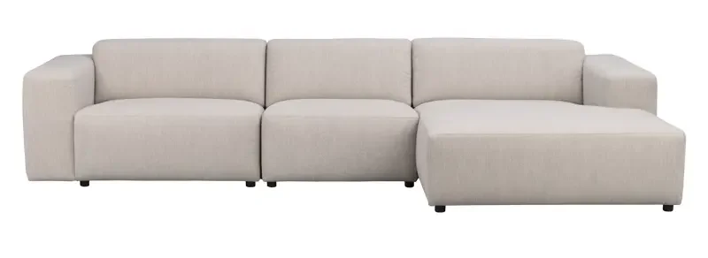 ROWICO Willard 4 pers. modul sofa, m. hjre chaiselong - lys beige stof