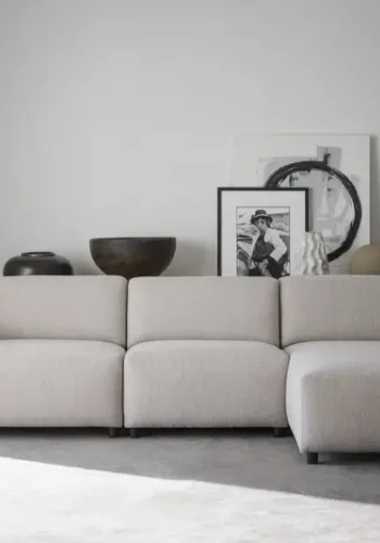 ROWICO Willard 4 pers. modul sofa, m. hjre chaiselong - lys beige stof