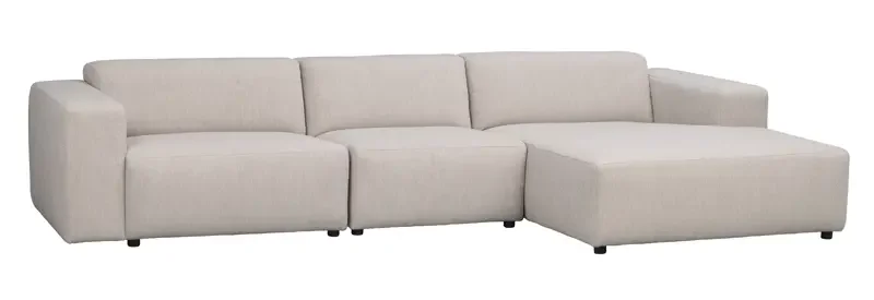 ROWICO Willard 4 pers. modul sofa, m. hjre chaiselong - lys beige stof