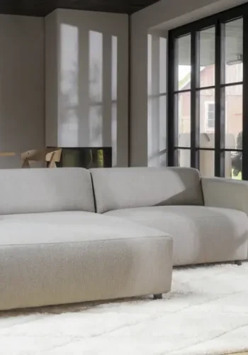 ROWICO Willard 3 pers. modul sofa, m. venstre chaiselong - lys beige stof