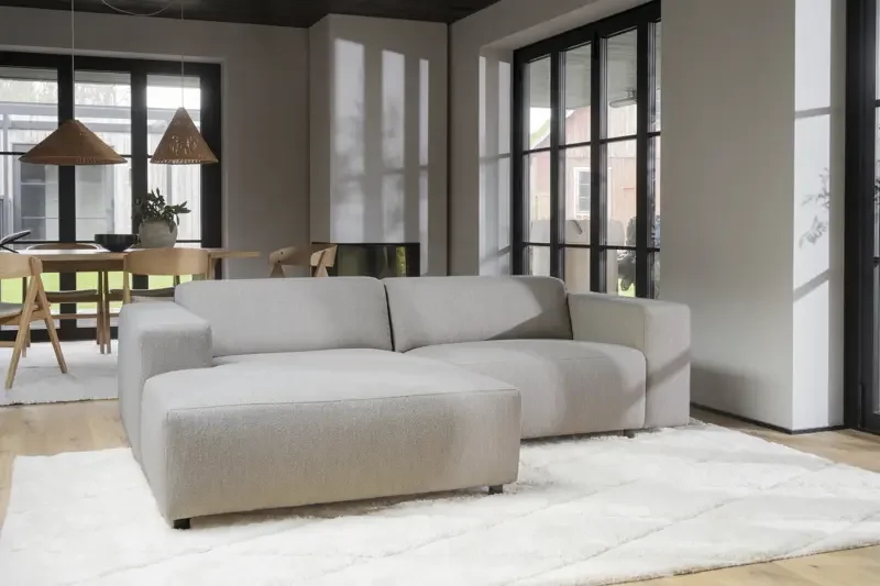 ROWICO Willard 3 pers. modul sofa, m. venstre chaiselong - lys beige stof