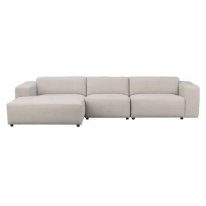ROWICO Willard 4 pers. modul sofa, m. venstre chaiselong - lys beige stof