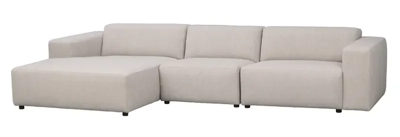 ROWICO Willard 4 pers. modul sofa, m. venstre chaiselong - lys beige stof
