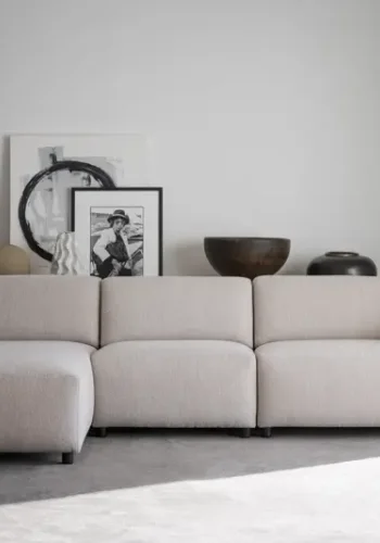 ROWICO Willard 4 pers. modul sofa, m. venstre chaiselong - lys beige stof