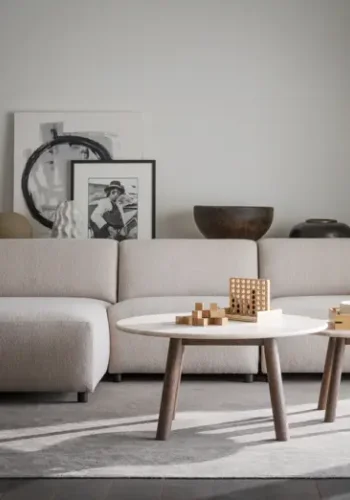 ROWICO Willard 4 pers. modul sofa, m. venstre chaiselong - lys beige stof