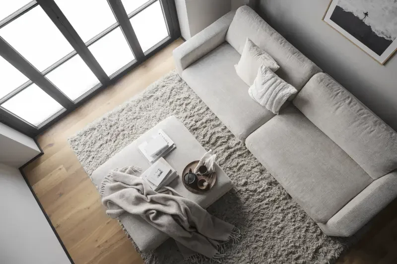 ROWICO Duncan modul fodskammel, rektangulr - lysegr stof (112x103)