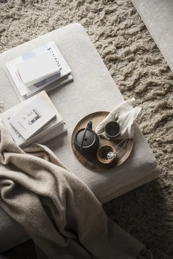 ROWICO Duncan modul fodskammel, rektangulr - lysegr stof (112x103)