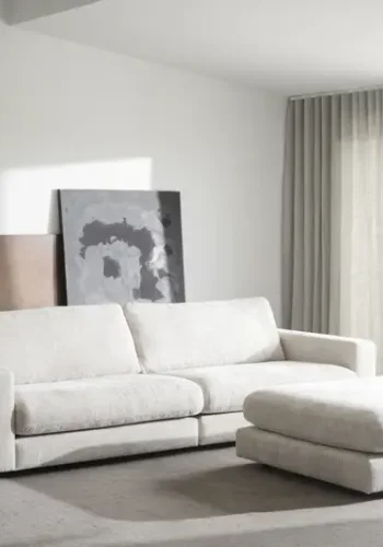 ROWICO Duncan modul fodskammel, rektangulr - lysegr stof (112x103)