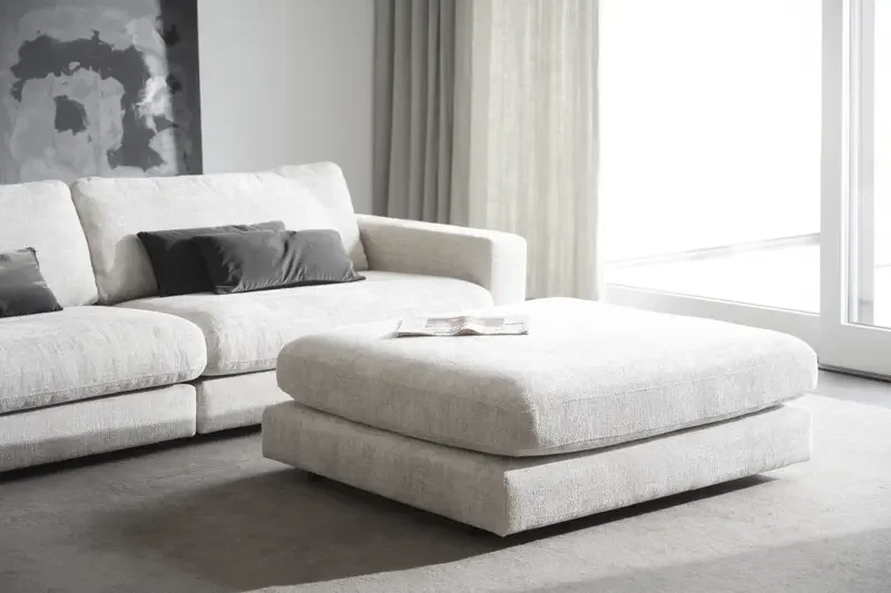 ROWICO Duncan modul fodskammel, rektangulr - lysegr stof (112x103)