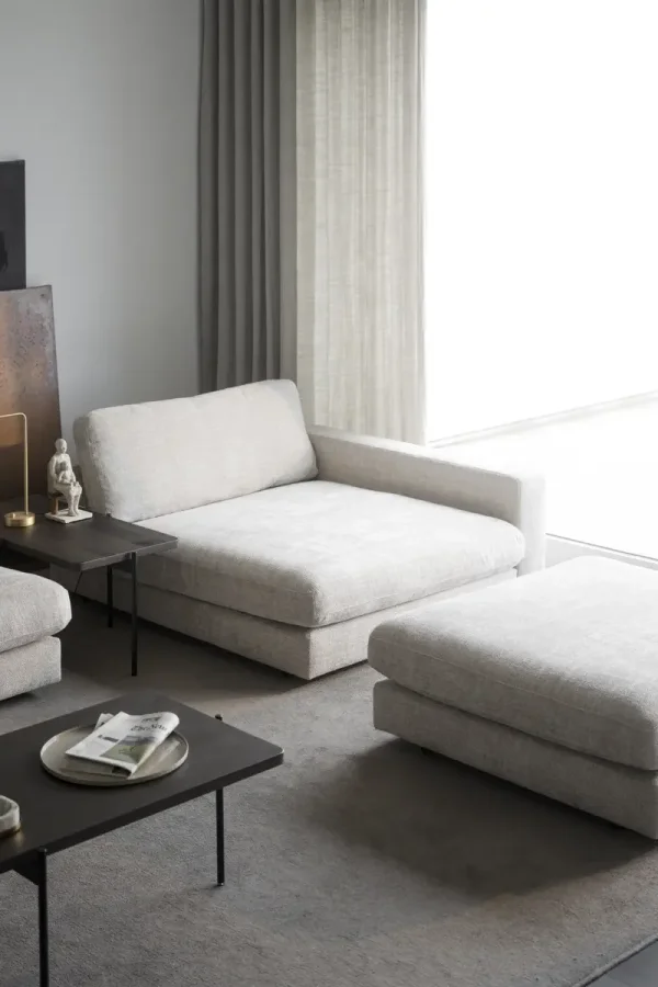 ROWICO Duncan 1,5 pers. modul chaiselong lnestol, hjre - lysegr stof