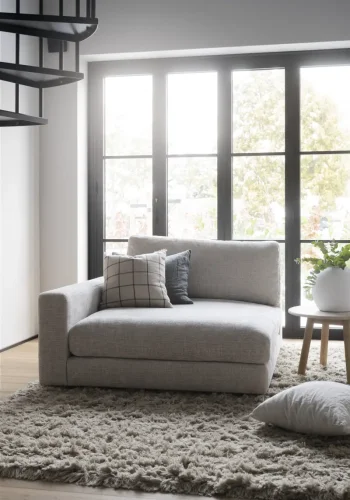 ROWICO Duncan 1,5 pers. modul chaiselong lnestol, venstre - lysegr stof