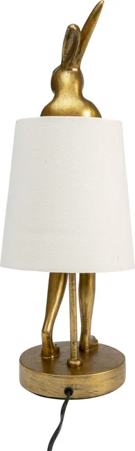 KARE DESIGN Animal Rabbit bordlampe - hvid linnedhr og guld polyresin/stl (H:50cm)
