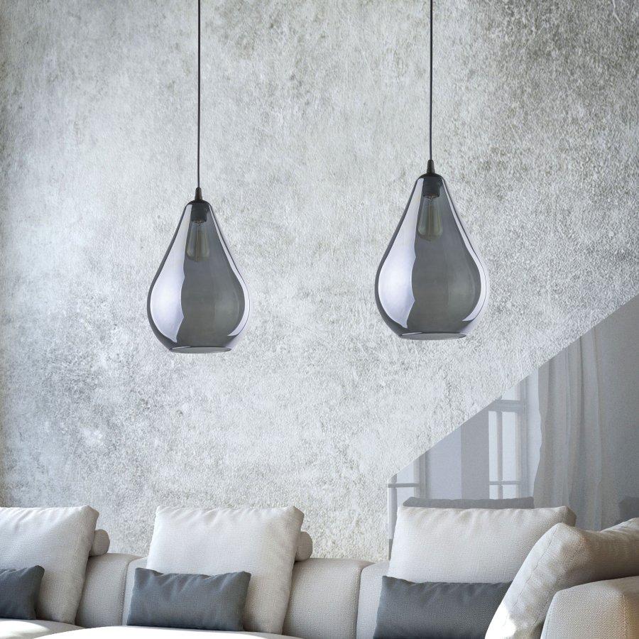 TK Fuente loftlampe - grafit glas og sort metal