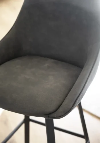 ROWICO Alison barstol, drejelig, m. rygln og fodsttte - gr mikrofiber og sort metal