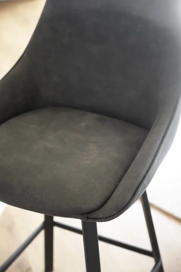 ROWICO Alison barstol, drejelig, m. rygln og fodsttte - gr mikrofiber og sort metal