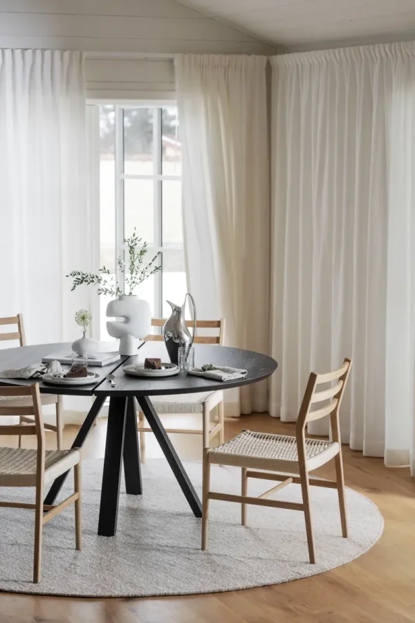 ROWICO Harlan spisebordsstol - lys beige papirsnor og natur eg