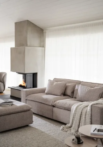 ROWICO Rawlins fodskammel, kvadratisk - beige stof (91x91)