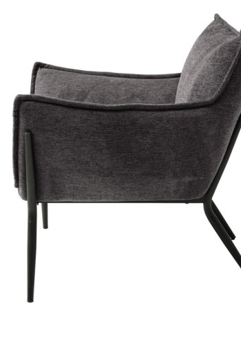 Calgary loungestol, m. armln - mrkegr stof og sorte ben