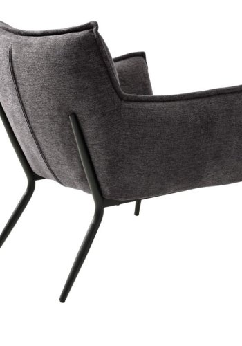 Calgary loungestol, m. armln - mrkegr stof og sorte ben