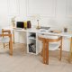 NORDVÄRK Twin dobbelt skrivebord, m. 2 rum - hvid melamin og guld metal (240x60)