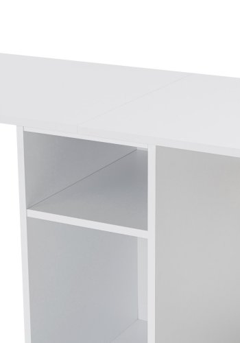 NORDVÄRK Twin dobbelt skrivebord, m. 2 rum - hvid melamin og guld metal (240x60)