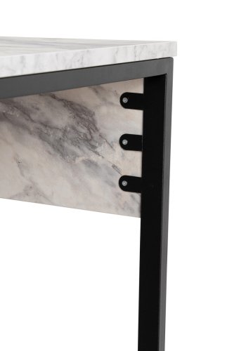 NORDVÄRK Twin dobbelt skrivebord, m. 2 rum - Fressia marmor melamin og sort metal (240x60)