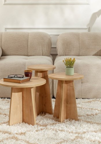 NORDVÄRK Lume sofabord, rund - safir eg melamin (st med 3)