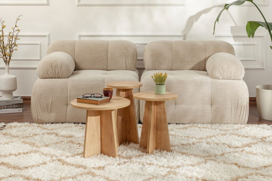 NORDVÄRK Lume sofabord, rund - safir eg melamin (st med 3)