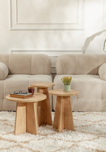 NORDVÄRK Lume sofabord, rund - safir eg melamin (st med 3)