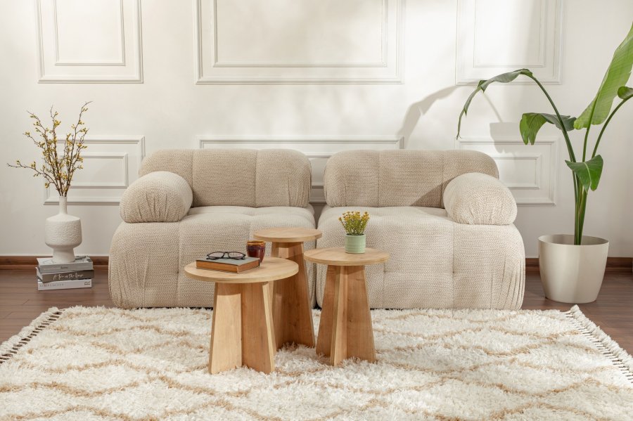 NORDVÄRK Lume sofabord, rund - safir eg melamin (st med 3)