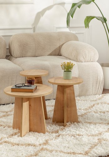 NORDVÄRK Lume sofabord, rund - safir eg melamin (st med 3)