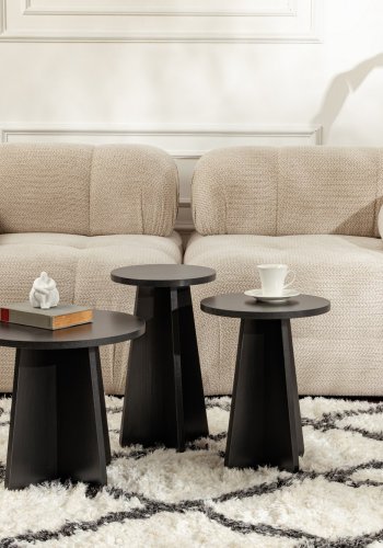 NORDVÄRK Lume sofabord, rund - sort tr melamin (st med 3)