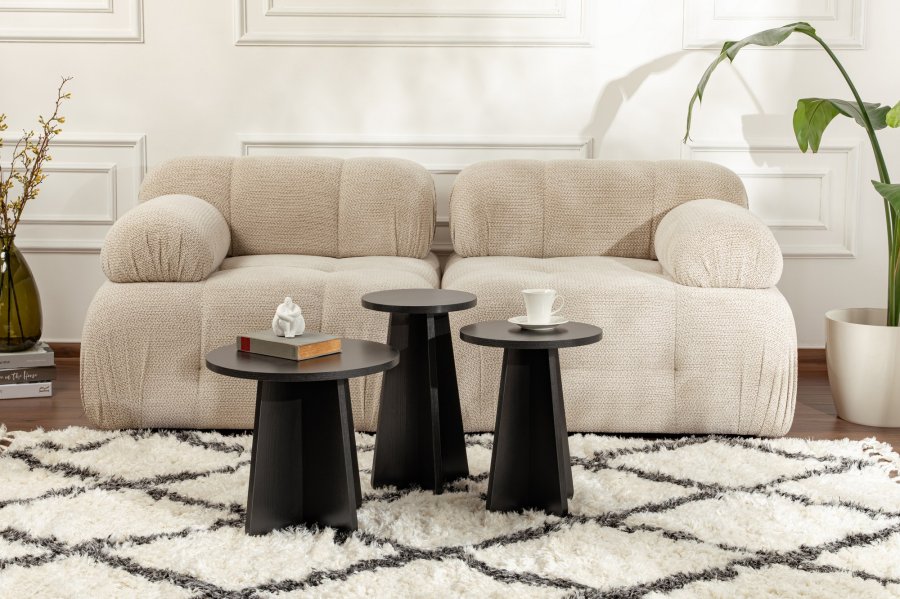 NORDVÄRK Lume sofabord, rund - sort tr melamin (st med 3)