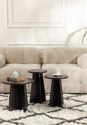 NORDVÄRK Lume sofabord, rund - sort tr melamin (st med 3)