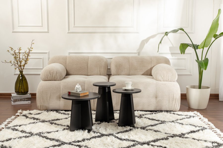 NORDVÄRK Lume sofabord, rund - sort tr melamin (st med 3)