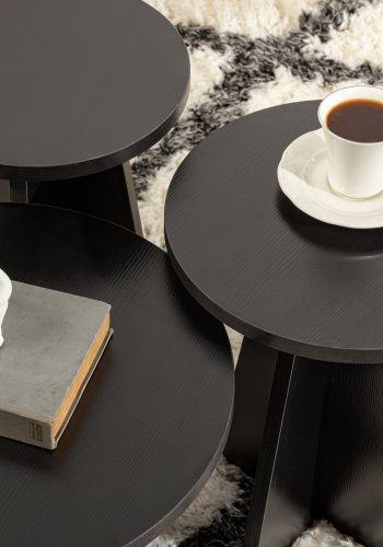NORDVÄRK Lume sofabord, rund - sort tr melamin (st med 3)