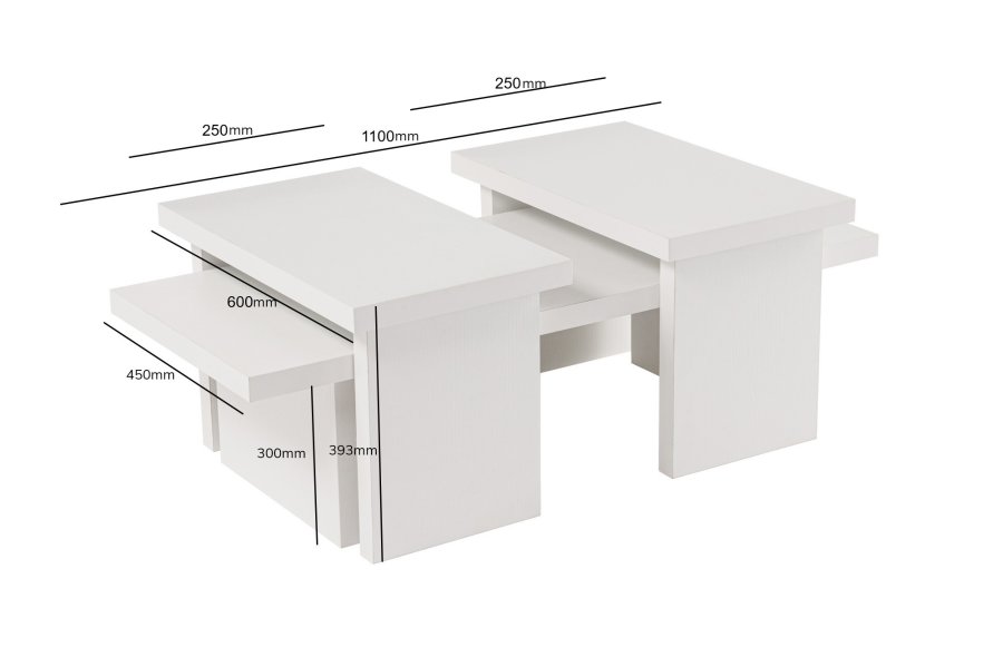 NORDVÄRK Sanctuary sofabord - hvid tr melamin (st med 3)