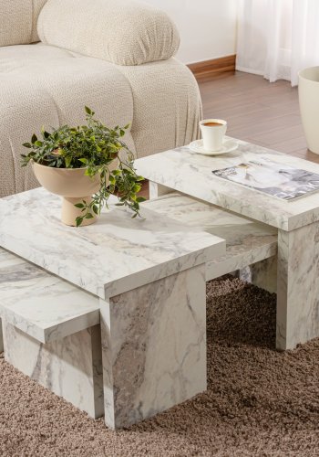 NORDVÄRK Sanctuary sofabord - Fressia marmor melamin (st med 3)