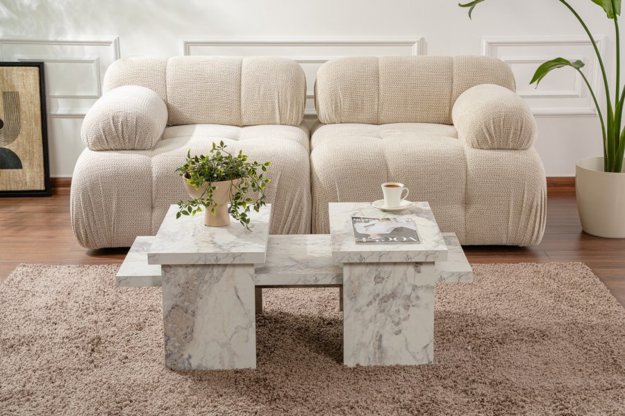NORDVÄRK Sanctuary sofabord - Fressia marmor melamin (st med 3)