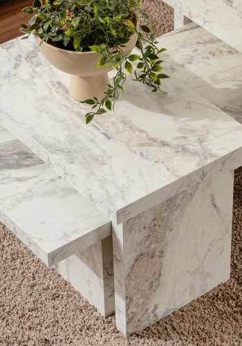 NORDVÄRK Sanctuary sofabord - Fressia marmor melamin (st med 3)