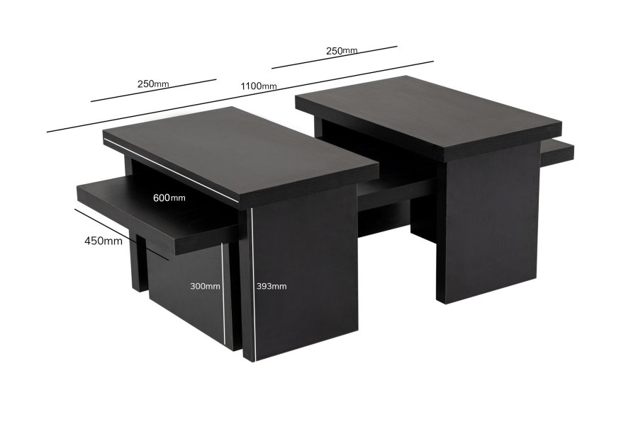 NORDVÄRK Sanctuary sofabord - sort tr melamin (st med 3)