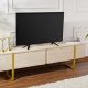 NORDVÄRK Serenity TV-bord, m. 2 lger - travertin melamin og guld (180x29,5)