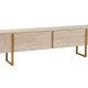 NORDVÄRK Serenity TV-bord, m. 2 lger - travertin melamin og guld (180x29,5)