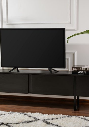 NORDVÄRK Serenity TV-bord, m. 2 lger - sort tr melamin og sort (180x29,5)