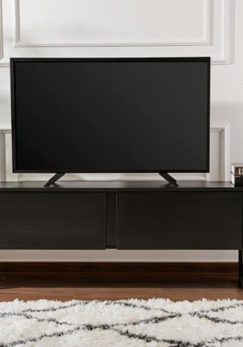 NORDVÄRK Serenity TV-bord, m. 2 lger - sort tr melamin og sort (180x29,5)