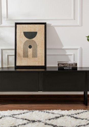 NORDVÄRK Serenity TV-bord, m. 2 lger - sort tr melamin og sort (180x29,5)