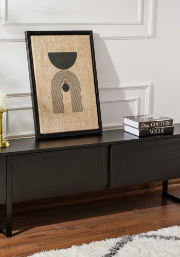 NORDVÄRK Serenity TV-bord, m. 2 lger - sort tr melamin og sort (180x29,5)