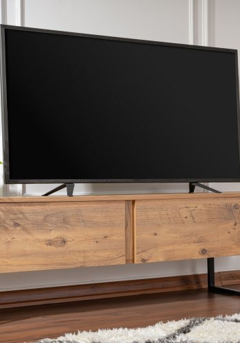 NORDVÄRK Serenity TV-bord, m. 2 lger - Atlantic Pine melamin og sort (180x29,5)