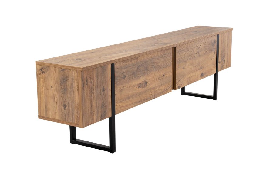 NORDVÄRK Serenity TV-bord, m. 2 lger - Atlantic Pine melamin og sort (180x29,5)